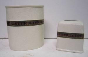 lot 783 image: Dunhill Procelain Wastebasket &amp Tissue Cover