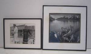 lot 804 image: Black and white photos in black metal frames