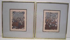 lot 829 image: 2 Framed, Matted, &amp Signed J. Valentine Etchings