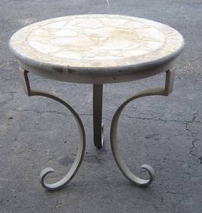 lot 831 image: Metal Patio Table w Stone Top