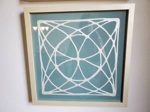 lot 1 image: Framed with Glass Raised Pearly Design on Green Paper