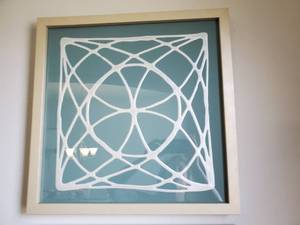 lot 2 image: Framed with Glass Raised Pearly Design on Green Paper