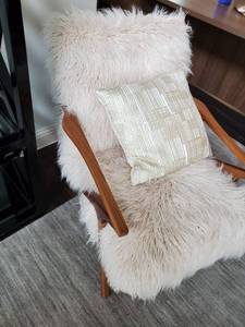 lot 15 image: Sanibel Faux Llama Wood Framed Chair