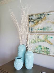 lot 87 image: Three Aqua Ceramic Jars