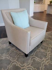 lot 60 image: Upholstered Arm Chair with Nail Head Trim