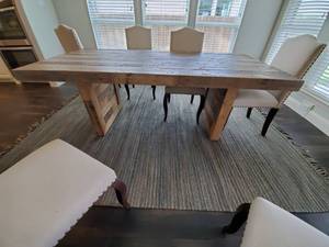 lot 50 image: Farmhouse Wood Plank Dining Table