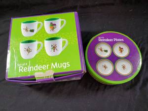 lot 96 image: Reindeer Plates & Mugs