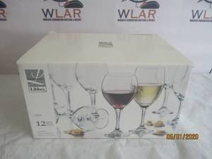 lot 4 image: LIBBEY 12 PIECE WINE STEM SET&nbsp&nbsp6-RED WINE GLASSES&nbsp&nbsp6- WHITE WINE GLASSES&nbsp