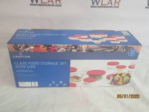 lot 30 image: NEW IN BOX 20 PIECE CROFTON GLASS FOOD STORAGE SET WITH LIDS&nbsp