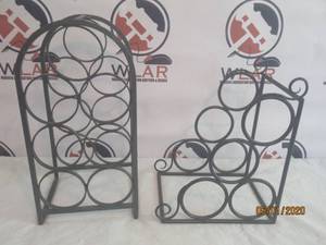 lot 32 image: TOTAL OF 2 WROUGHT IRON WINE BOTTLE HOLDERS&nbsp- 7 BOTTLE HOLDER&nbsp&nbsp- 4 BOTTLE HOLDER&nbsp