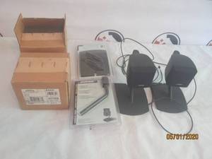 lot 35 image: TOTAL OF 4 NEW BOSE ACOUSTIMASS CUBE SURROUND SOUND SPEAKERS WITH 4 BOSE ACOUSTIMASS TABLE STANDS&nbsp