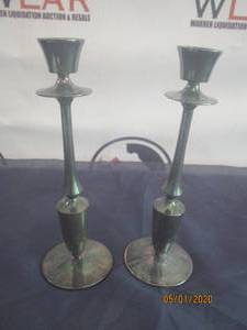 lot 51 image: SET OF STERLING SILVER CANDLE STICKS