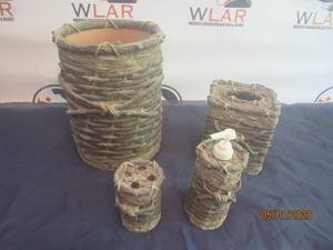 lot 56 image: 4 PC BRANCH STYLE BATHROOM ACCESSORIES SET&nbsp-WASTEBASKET- TOOTHBRUSH HOLDER-SOAP DISPENSER&nbsp- TISSUE COVER&nbsp