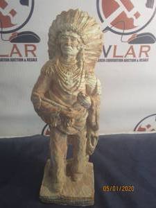 lot 67 image: 16 12 VINTAGE NATIVE AMERICAN INDIAN CHIEF CERAMIC STATUE&nbsp