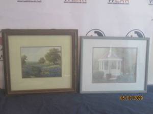 lot 114 image: FIELD OF BLUEBONNETS FRAMED WALL ART &amp GAZEBO GARDEN FRAMED WALL ART&nbsp SIGNED&nbsp AL RICCIO