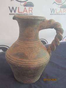 lot 260 image: VINTAGE 10 POTTERY VASE&nbsp WITH TWISTED HANDLE&nbsp