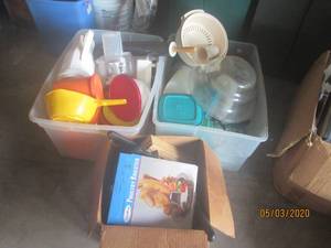 lot 370 image: MISC KITCHEN SUPPLIES AND MORE LOT -TOTES INCLUDED&nbsp
