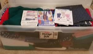 lot 104 image: LOT OF ASSORTED MATERIAL IN PLASTIC TUB