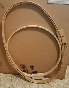 lot 112 image: LARGE SIZE EMBROIDERY  CROSS STITCH WOODEN HOOPS
