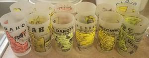 lot 173 image: LOT OF 12 FROSTED-STYLE STATE GLASSES