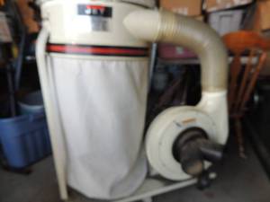 lot 355 image: JET 1100 CFM dust collector system s Model #DC1100A Motor 1  12 2 HP 1 PH Prewired 115V Serial# LR701153 Has all hoses and attachments
