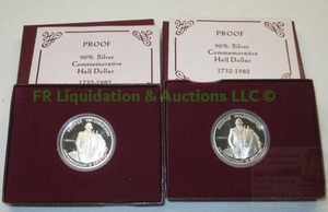 lot 219 image: 90% Silver Washington commemorative coin (2 total)