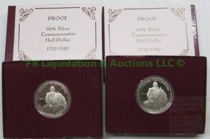 lot 218 image: 90% Silver Washington commemorative coin (2 total)