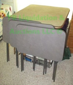 lot 24 image: Cosco serving tray stands and card table