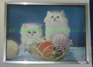 lot 50 image: Framed 3D raised cat picture