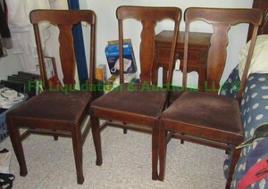 lot 41 image: Mid-century wood framed dining chairs