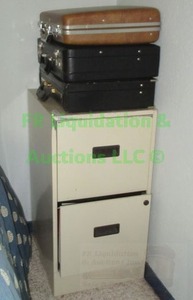 lot 43 image: Briefcases plus metal file cabinet
