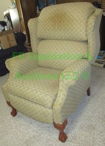 lot 159 image: Lazy boy recliner classic occassional chair with mahogany wood claw feet