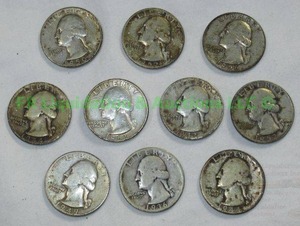 lot 255 image: Silver pre 1965 washington quarters