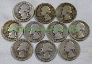 lot 254 image: Silver pre 1965 washington quarters