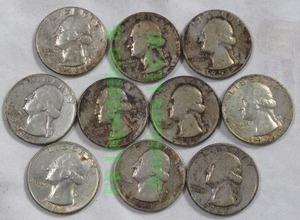 lot 257 image: Silver pre 1965 washington quarters
