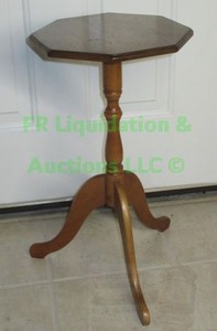 lot 168 image: Vintage Octagon shape tri-foot accent table 23 tall x 12 wide