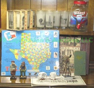 lot 153 image: Texas theme collectibles including glassware, puzzle and more