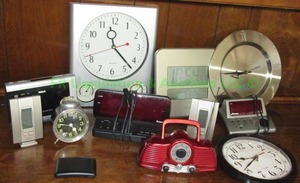 lot 264 image: Assorted clocks various types including Atomic, digital analog plus