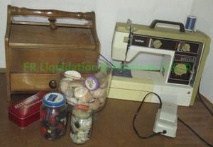 lot 287 image: Brother model VX757 sewing machine and sewing notions plus