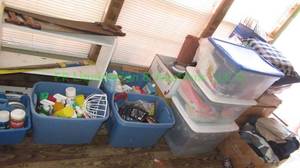 lot 317 image: Assorted household hardware and tools, generous quantity, totes included