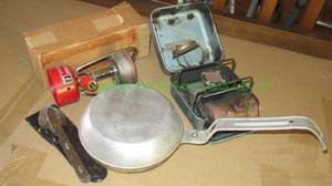 lot 335 image: Portable camp stoves and cookingserving dish