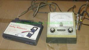 lot 334 image: Alalog multi-meter in case and Metrion PH meter