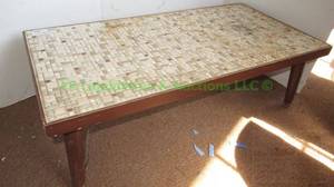 lot 353 image: Retro tile top wood base coffee table 37 x 19 x 12