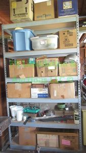 lot 442 image: Storage shelf plus contents as shown