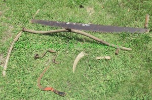 lot 449 image: Antique sickle, two man saw and more