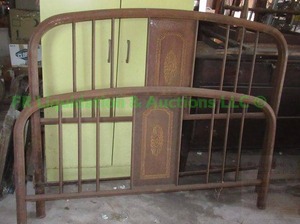 lot 448 image: Antique all metal bed foot and head board