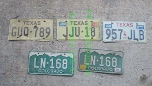 lot 451 image: Vintage Texas & Colorado license plates