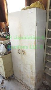 lot 426 image: Metal storage cabinet plus contents 60 x 24 x 12