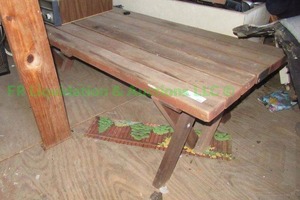 lot 499 image: Wood picnic bench set