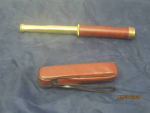 lot 32 image: VINTAGE HAND TELESCOPE 30X30 MM BRASSLEATHER WITH CARRY CASE&nbsp MADE IN JAPAN&nbsp
